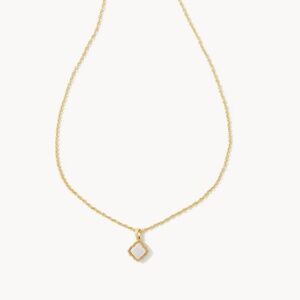 Kendra Scott Mallory Small Short Pendant Necklace in White Iridescent Drusy